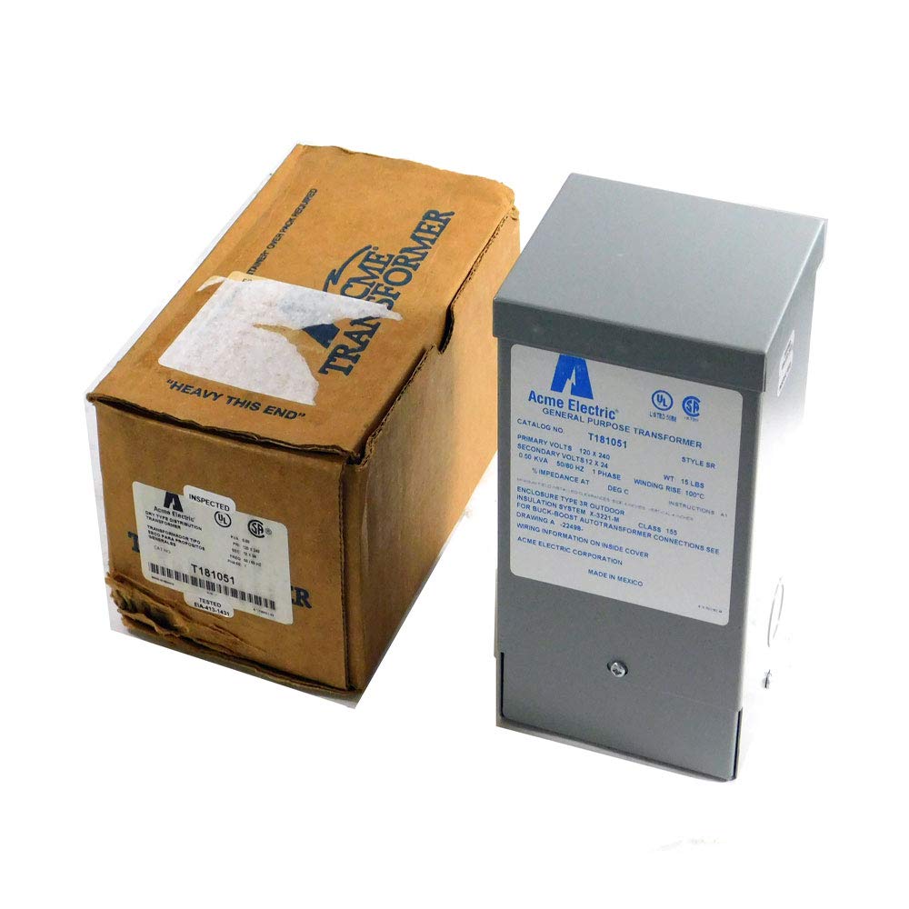 acme T181051 Transformer, 500VA, 1P, 120x240V, 12/24, Buck-Boost