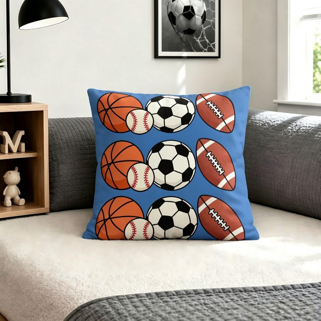 Basketball Baseball Soccer Football Pillow Covers -24x24