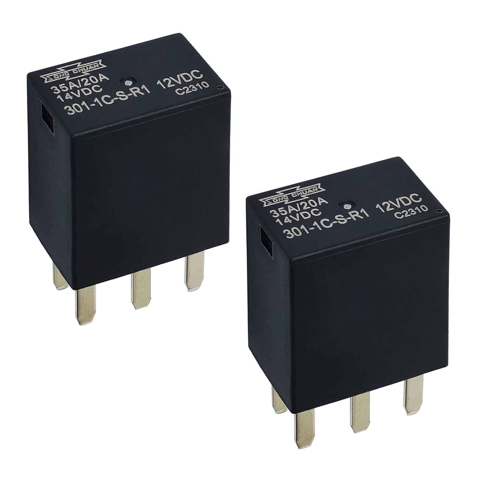 2Pcs 301-1C-S-R1 12VDC 35A 5Pins Automotive Relay