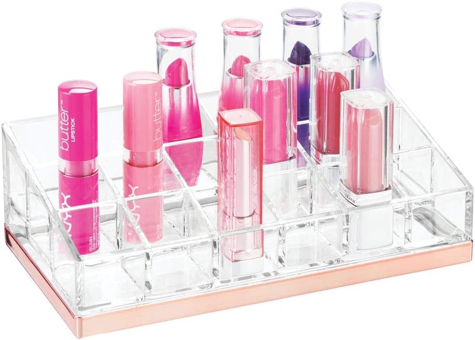 mDesign Plastic Makeup Organizer Storage Tray with 18