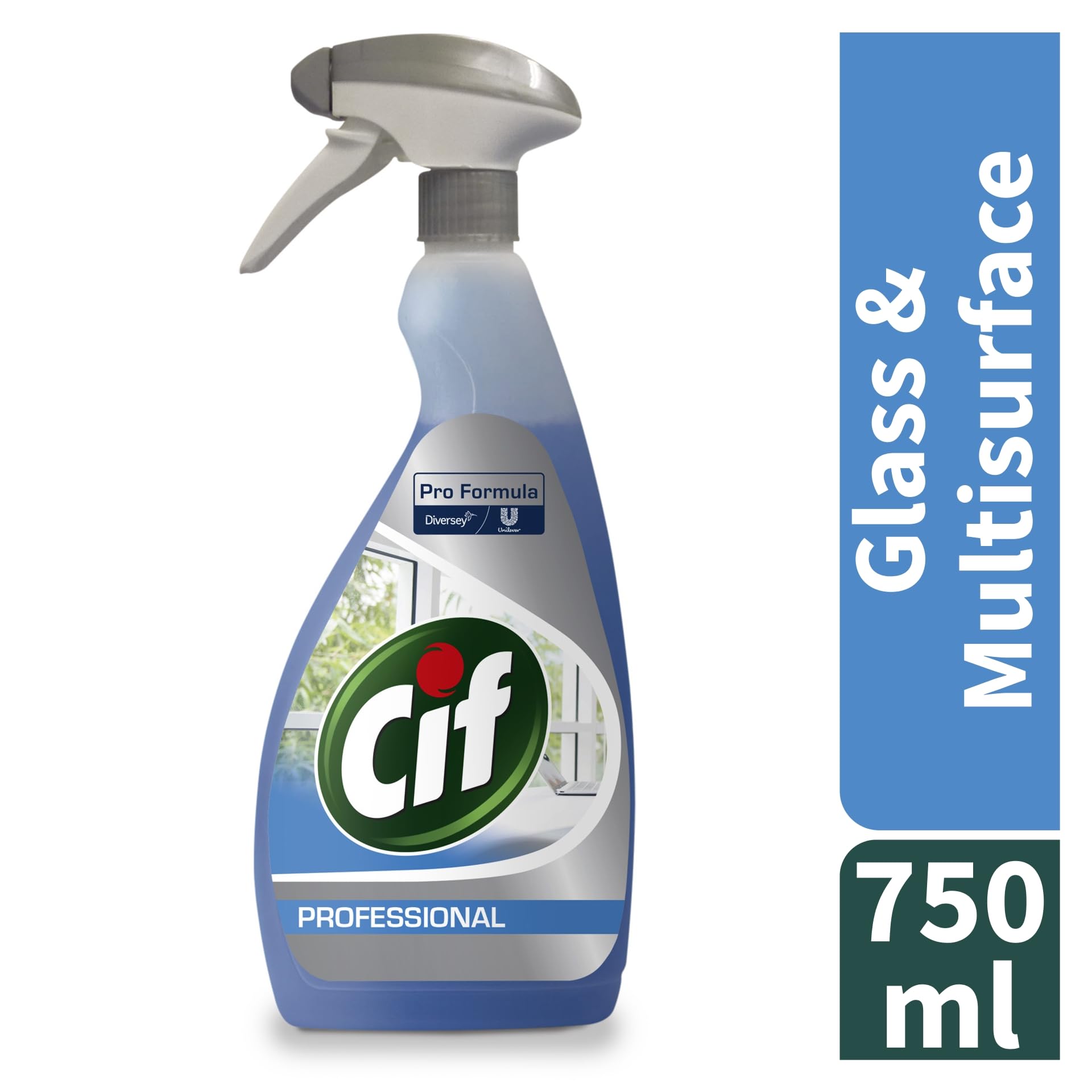 Cif Pro Formula Window and Multi Surface Cleaner, professional formulation, Pack of 6 ( 6 X 0,75)