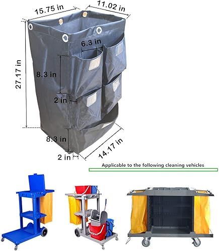 Miniatura 25 de Bolsa de limpieza de repuesto, organizador de limpieza comercial grueso impermeable de 8 bolsillos, se adapta a cualquier carrito, se utiliza