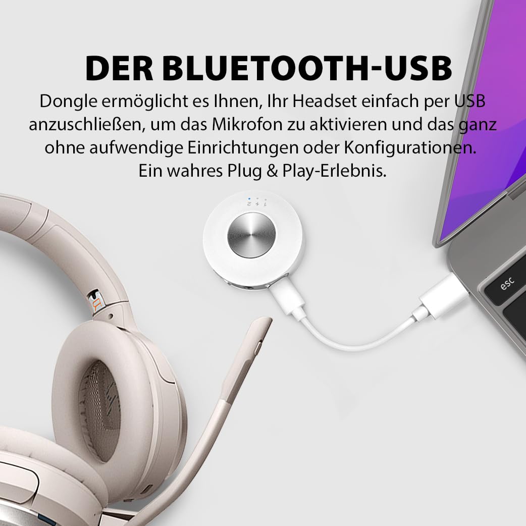 Avantree SoundJet R2 – Bluetooth 5.3-Adapter für Flugzeug und PC, unterstützt Airpods (Pro) und Bluetooth-Kopfhörer, aptX Adaptive & Low Latency, kabelloser Audiosender für den Flug