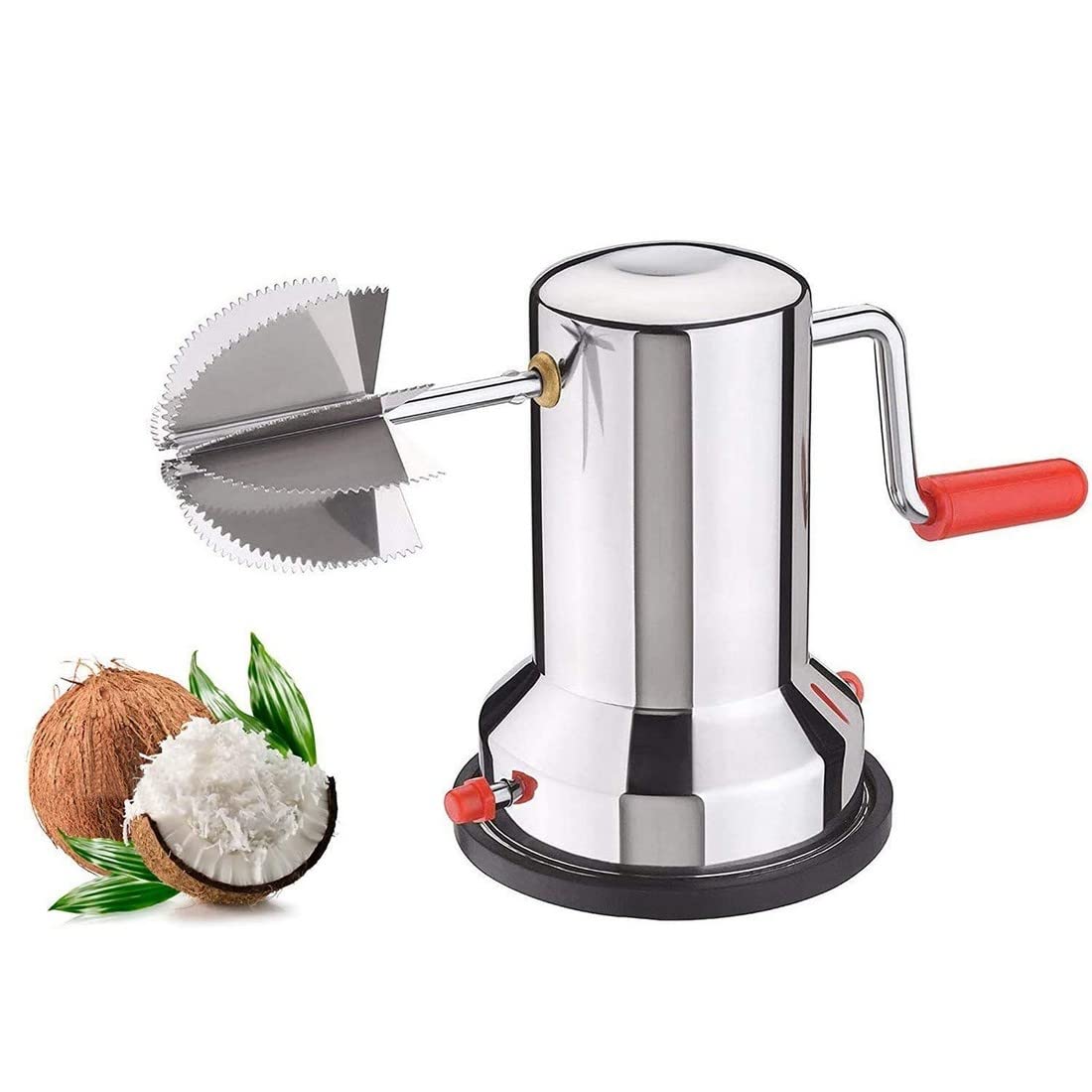 UGU ZONE Stainless Steel Coconut Scraper with Vacuum Base, Coconut Grater Machine, Coconut Crusher Manual Hand Roller, Coconut Chopper for Kitchen, Coconut Scrapper Tool 1