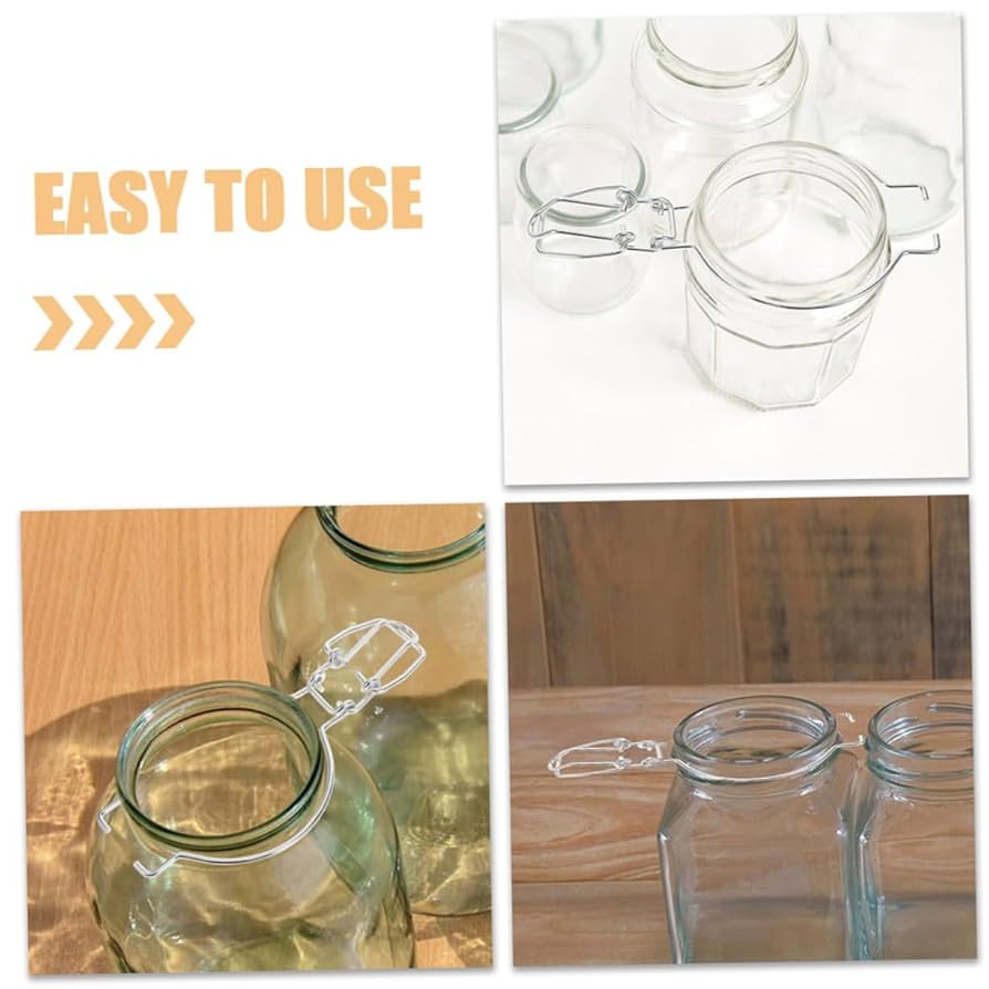 0.5-1.5 L Glass Airtight Storage Canister With Stainless Steel Locking Clamp Mason Jar Stainless Steel Glass Jars With Hinged Lids