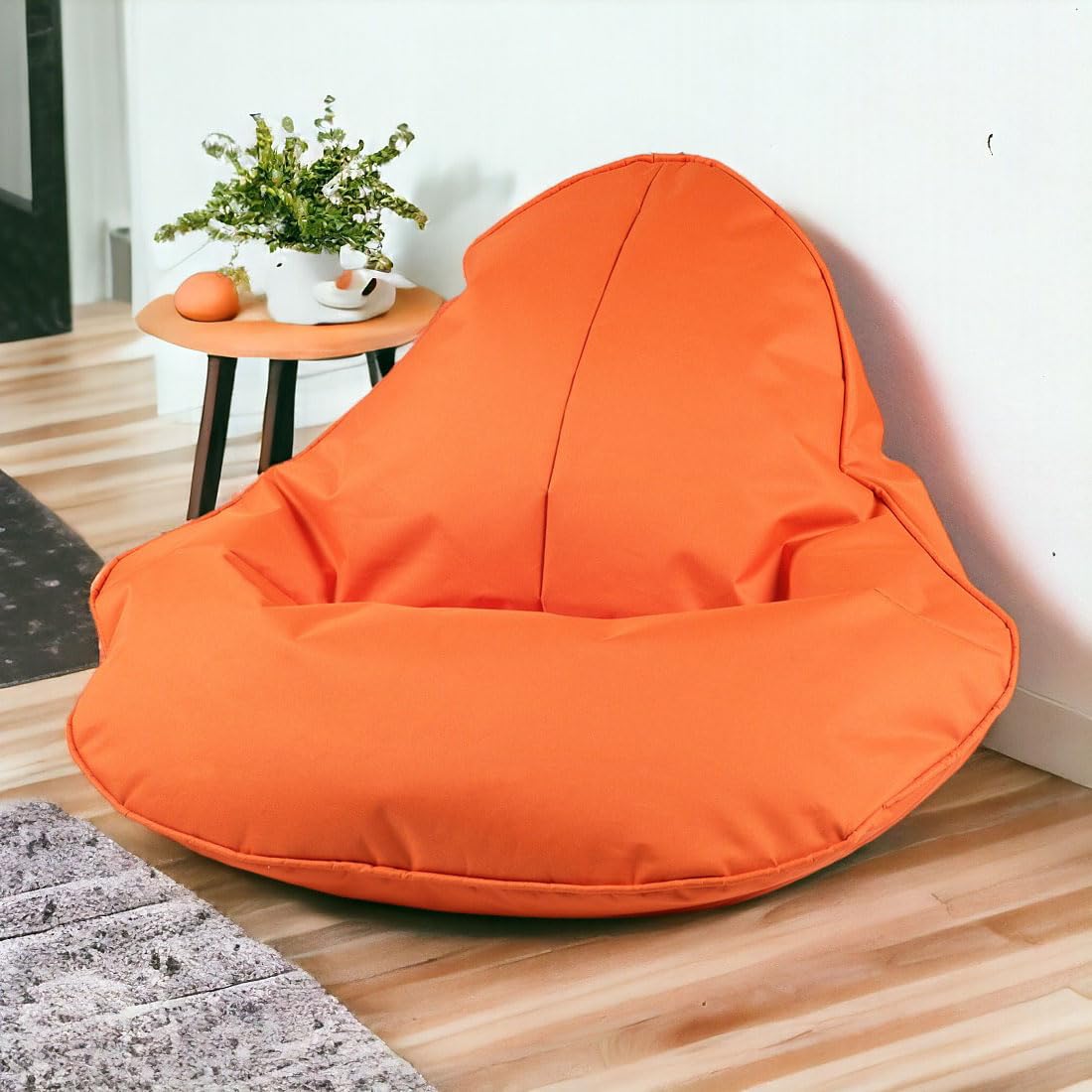 Ecopuf Frog - Pouf Poire, Fauteuil Coussin Moelleux avec Rembourrage - pour La Maison et à L'Extérieur - pour Enfants et Adultes - Polyester Durable, Résistant - 120x80cm - Orange Nc9