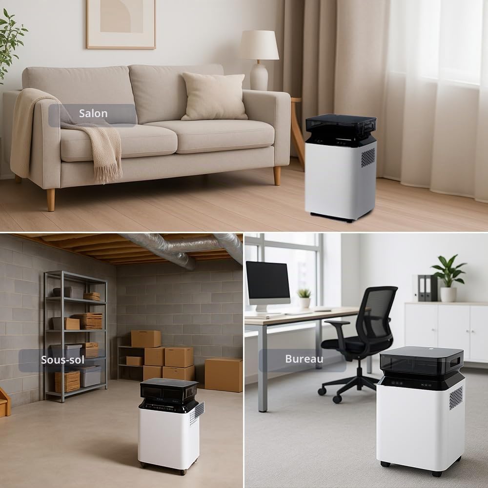 Kalopsia Déshumidificateur d’Air Électrique Professionnel: 80L/Jour Grande Capacité 170m² Pompe de Relevage Tuyau Drainage Continu Silencieux Pour Cave/Maison/Salle de Bain/Garage/Buanderie/Chambre