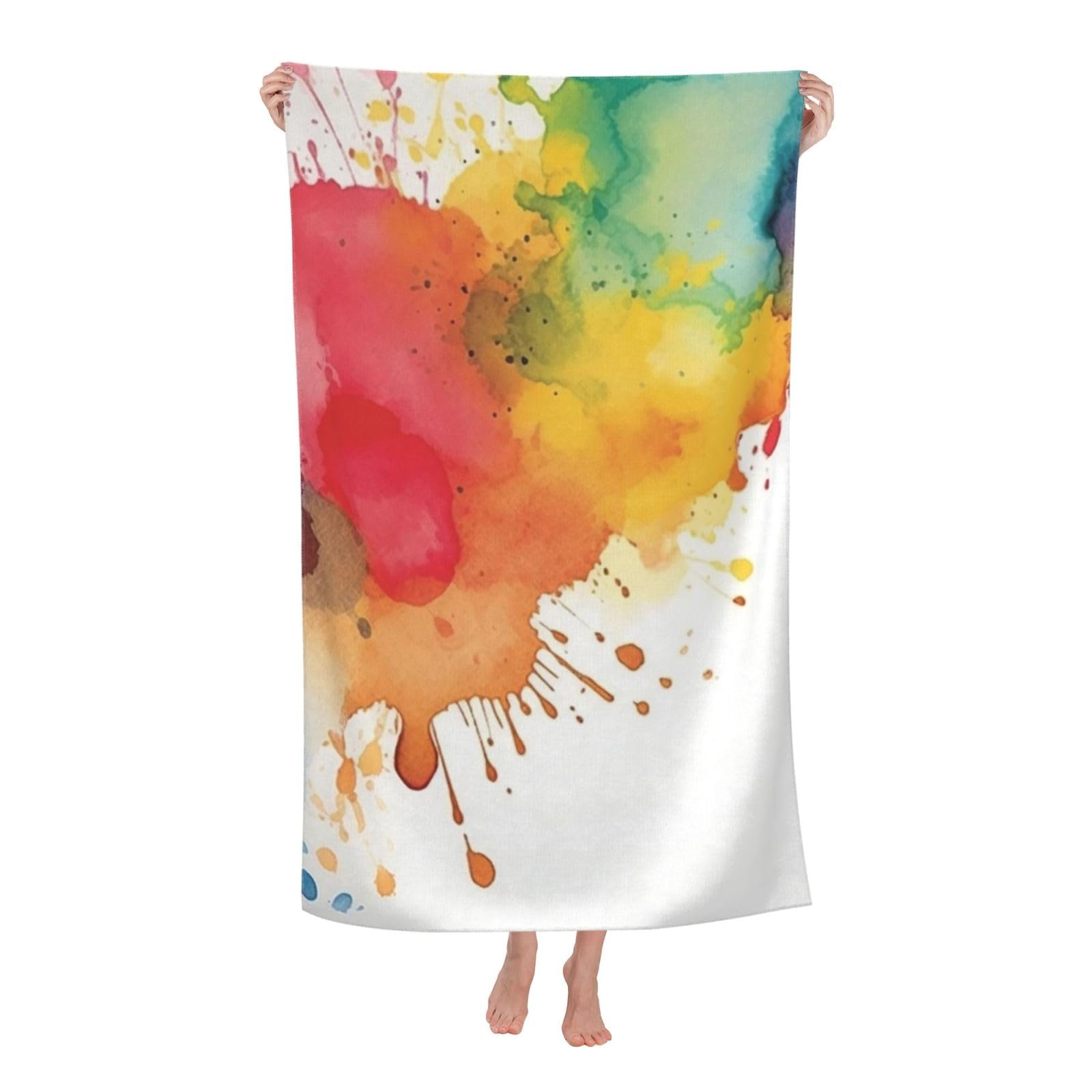 HLBSDM Stains of Watercolor Paint Splatters Beach Towel 52 x 32 in Vacation Essentials Quick Dry Sand Free Pool Swim Towel Super Absorbent Bath Towels Oversized Gym Towels Travel Blanket Gift
