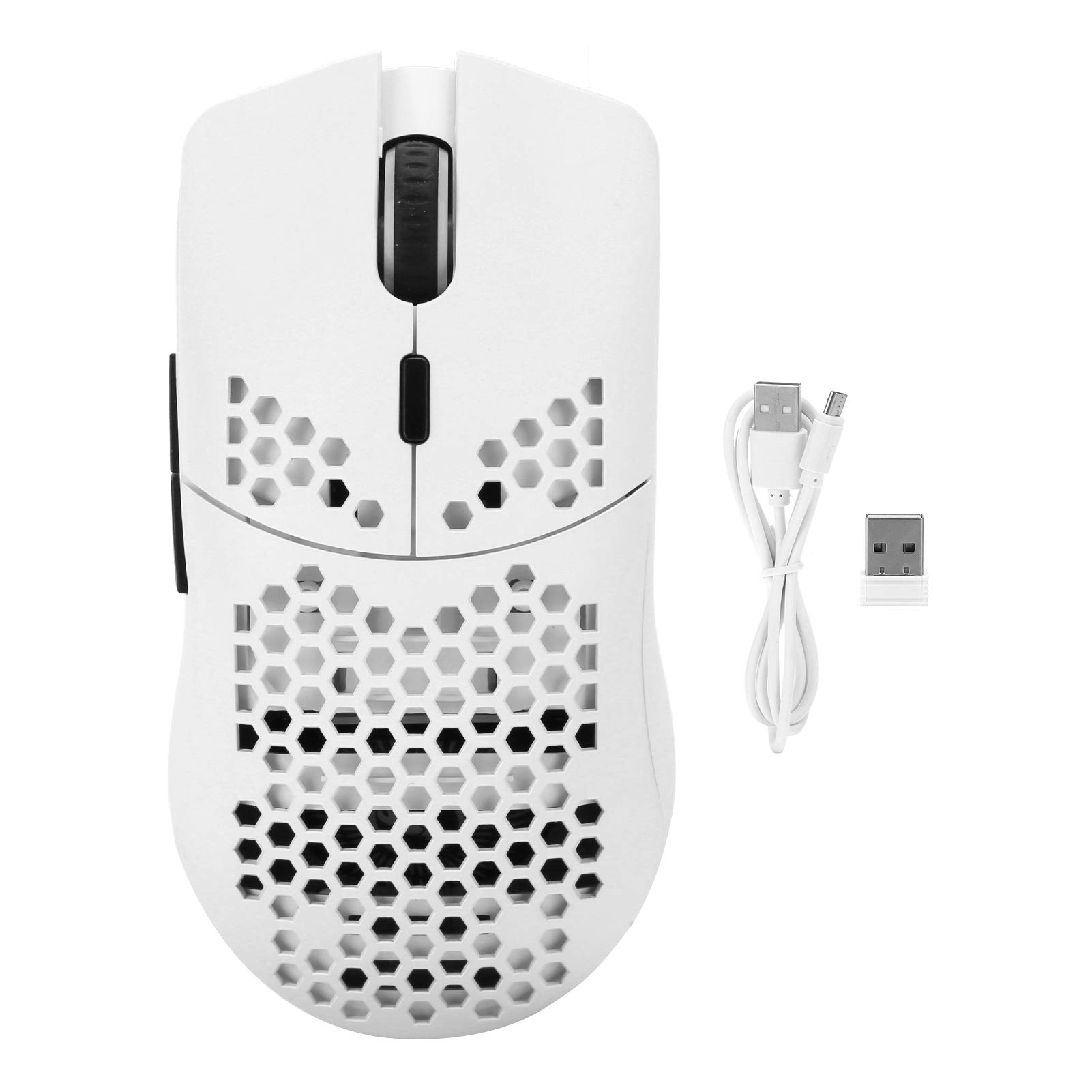 Mouse para juegos con retroiluminación RGB programable inalámbrico 2.4G Yctze blanco 8
