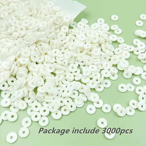 Miniatura 4 de 3000 cuentas Heishi de arcilla polimérica, cuentas espaciadoras planas y redondas para hacer joyas, pulseras, collares, aretes, accesorios para