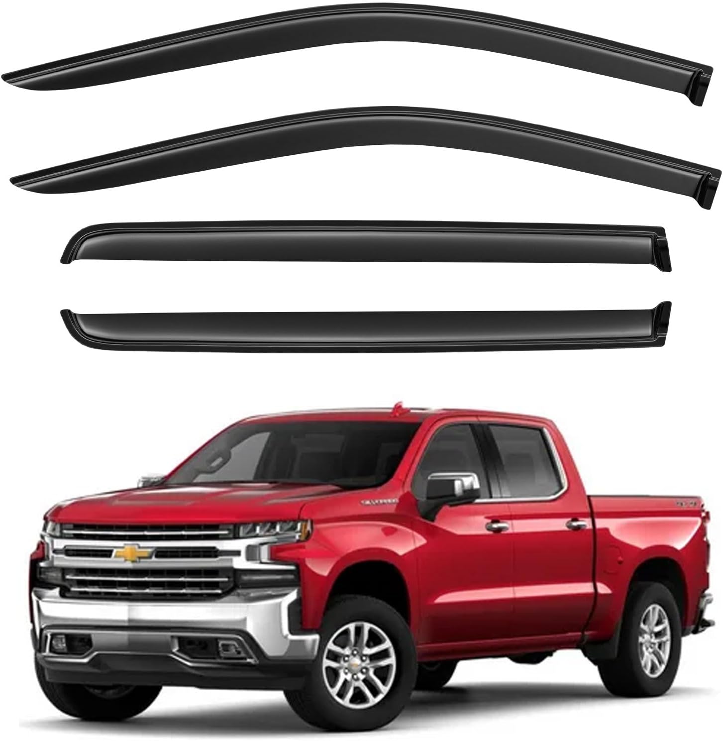 Window Visors Rain Guards for 2019-2025 Chevy Silverado/GMC Sierra 1500 Crew Cab, Out-Channel Window Vent Wind Deflectors Visors Shades for 20-25 Silverado/Sierra 2500HD 3500HD Crew Cab 2019-2024 Silverado/Sierra 1500 Crew Cab