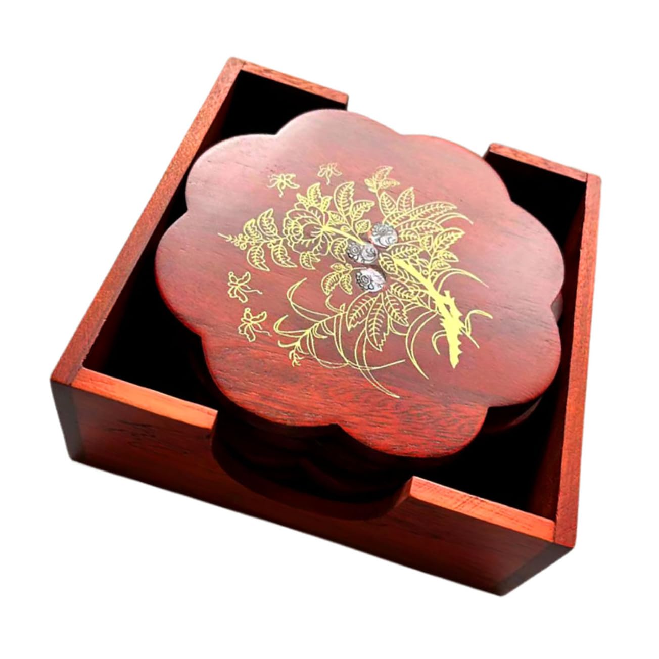Dessous de plat en bois massif rouge SOIMISS avec boîte de rangement exclusive