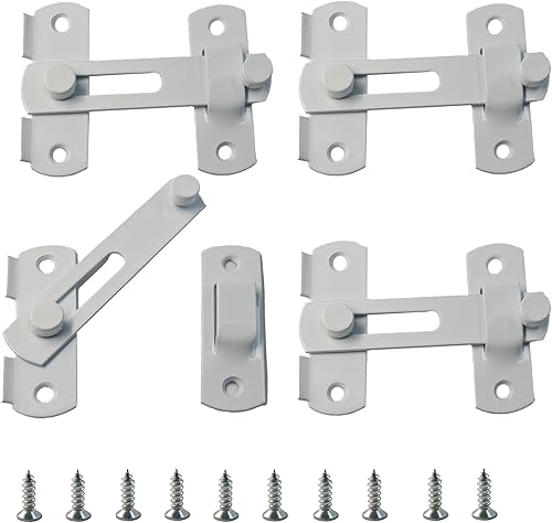 4 pestillos de puerta de granero de 3.94 pulgadas, cerradura abatible de 180 para puertas correderas, pestillos de puerta de seguridad para