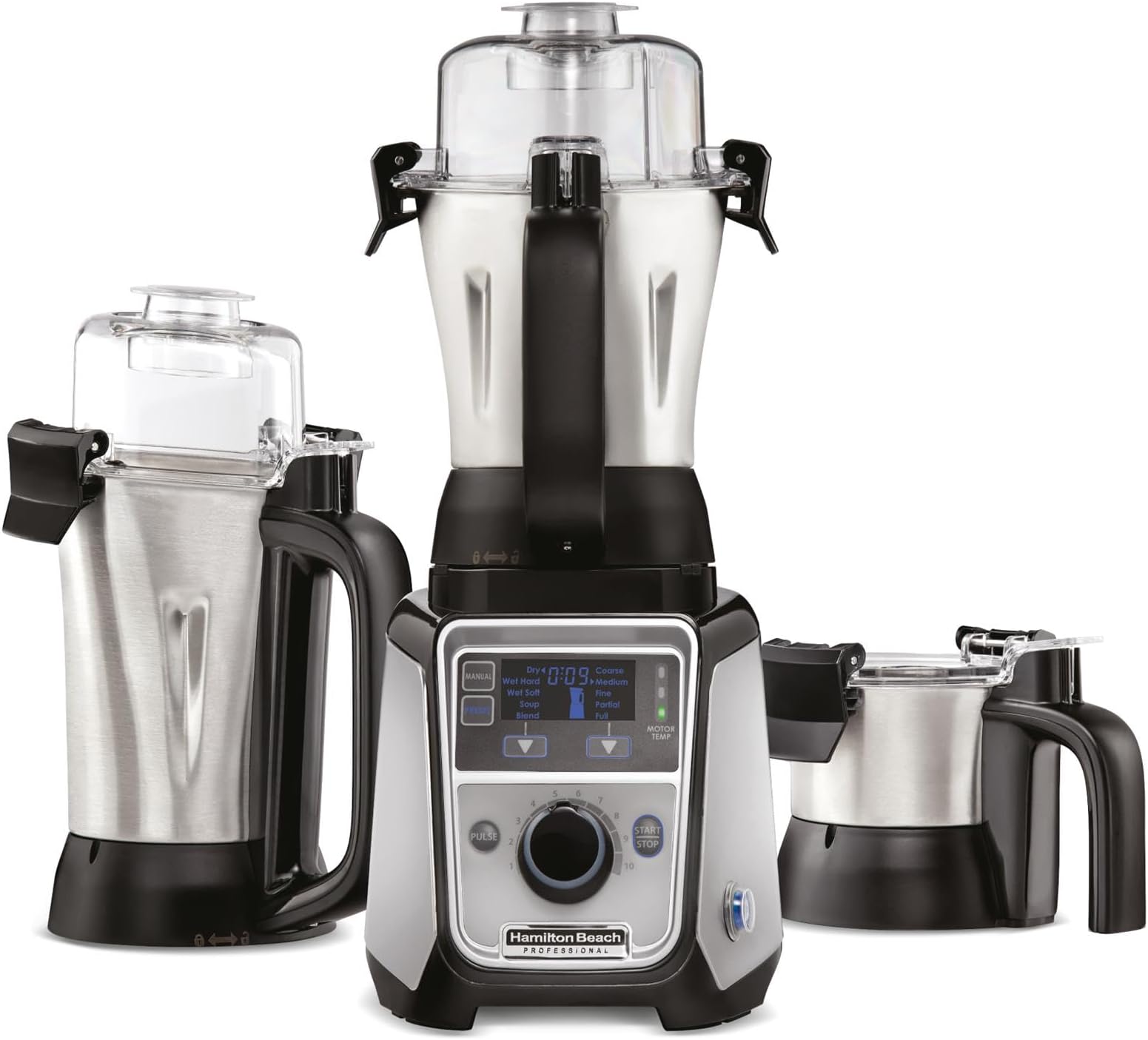 Hamilton Beach Juicer Mixer Grinder, 1400W, 2.2 Peak HP, Stainless Steel, 13 Program Settings, Leakproof Jars, Universal Blade, Safety Features, Ideal for Indian Cooking & Blending - 58770-SAU