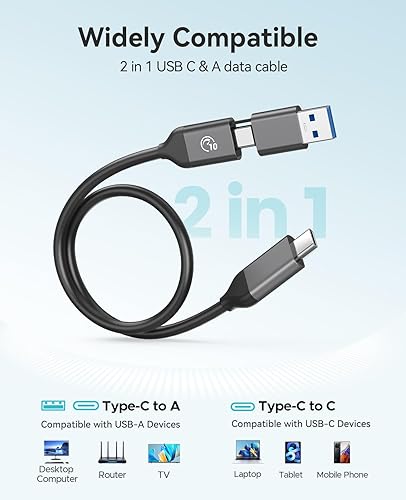 Miniatura 6 de ORICO SSD portátil de 2 TB con cable USB C 2 en 1, unidades de estado sólido externas, hasta 460 MB/s, indicador de estado, almacenamiento confiable