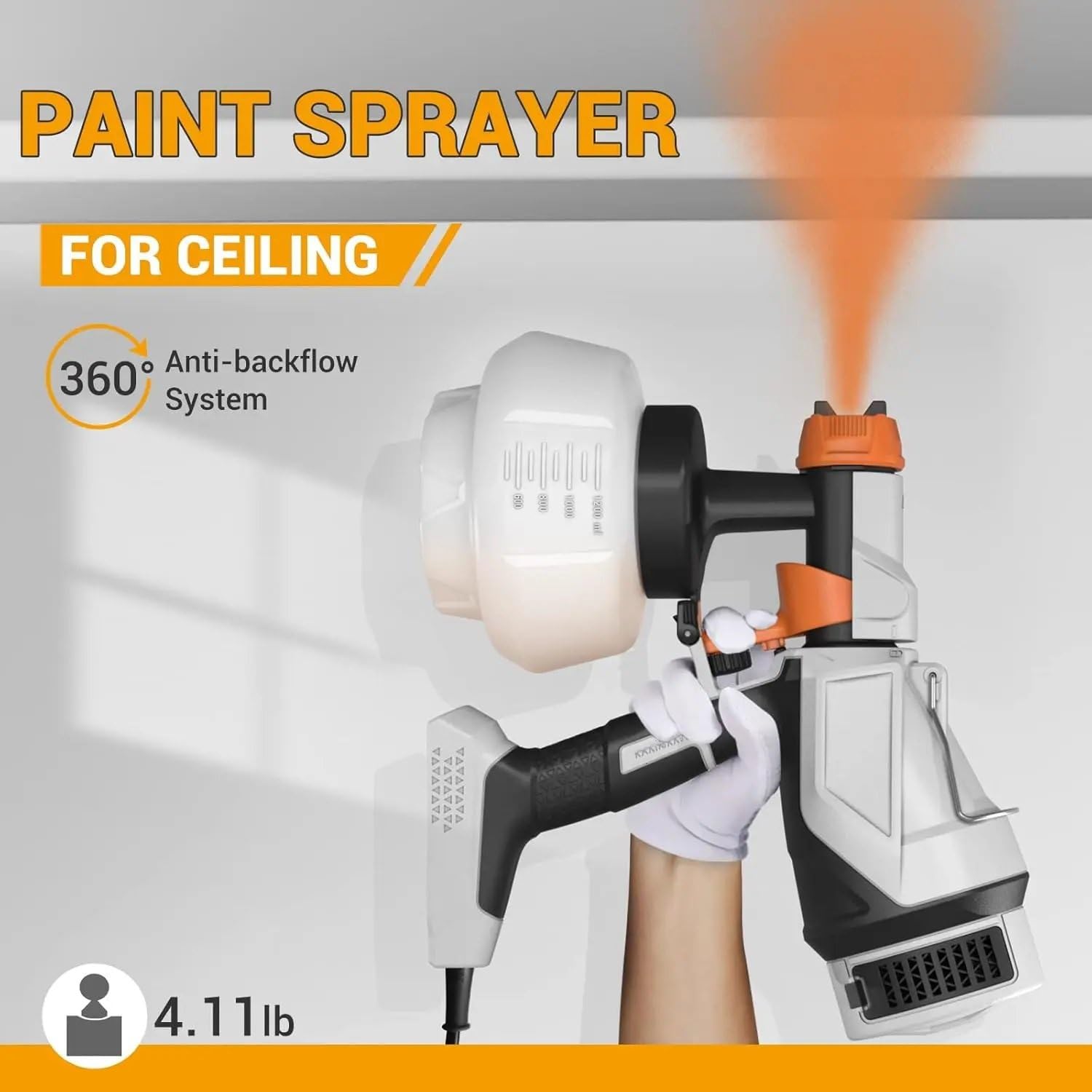 Pistolas de Pintura Pistolas Pintar Pulverizador eléctrico Pistola de Pintura, 1200ML, 4 boquillas, 3 Patrones, pulverizador de Pintura para Pintura de casa, hogar INT