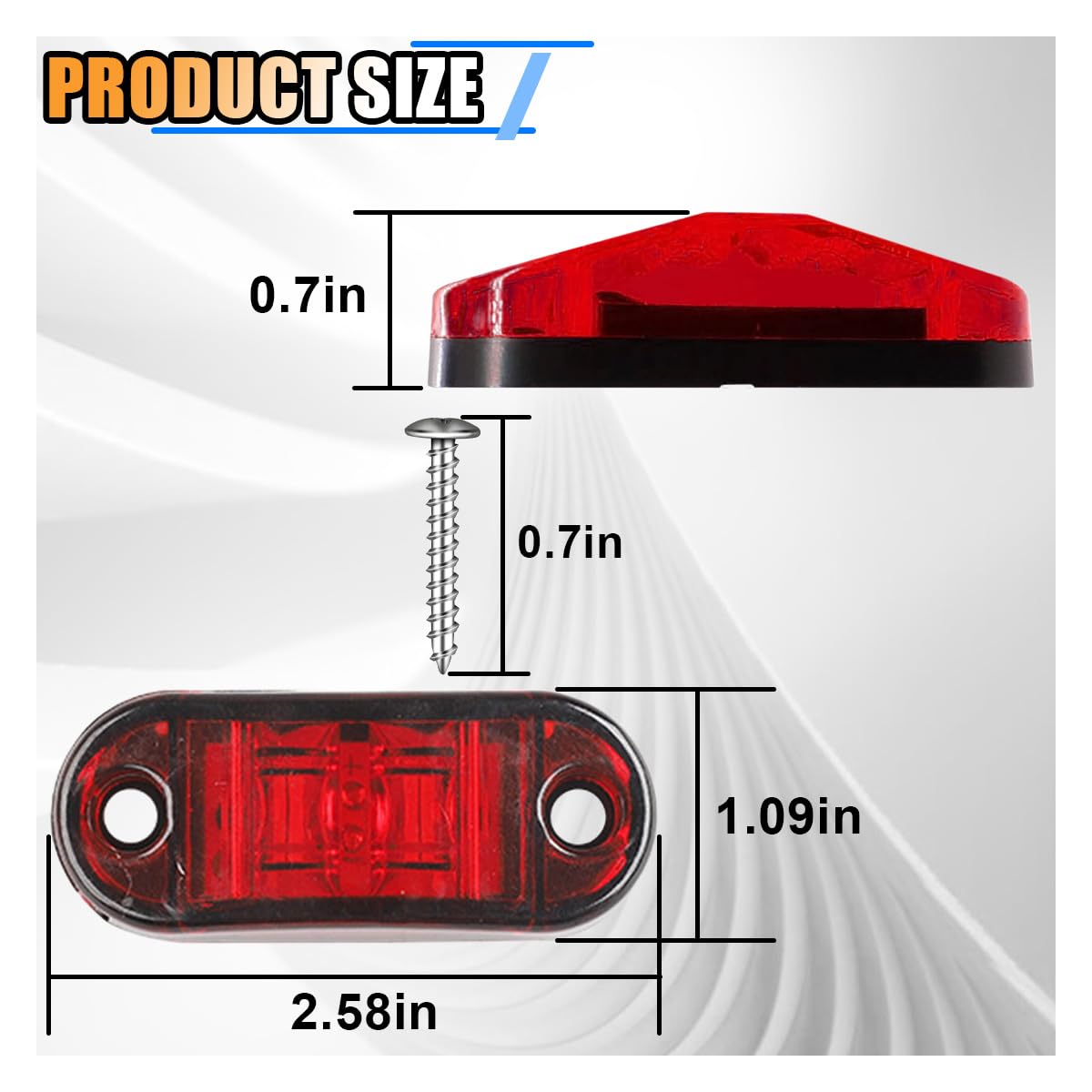 20-Pack Trailer Marker Lights – 10 Amber + 10 Red, 2.5 Inch, 2 LED, Waterproof For Trucks & RVs