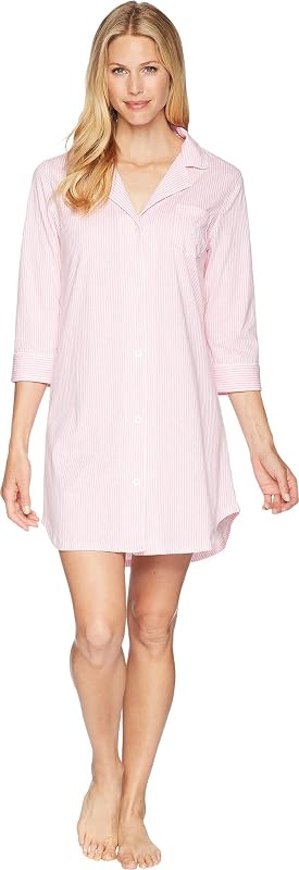 Essentials Bingham Knits Sleep Shirt Pink/White Stripe LG