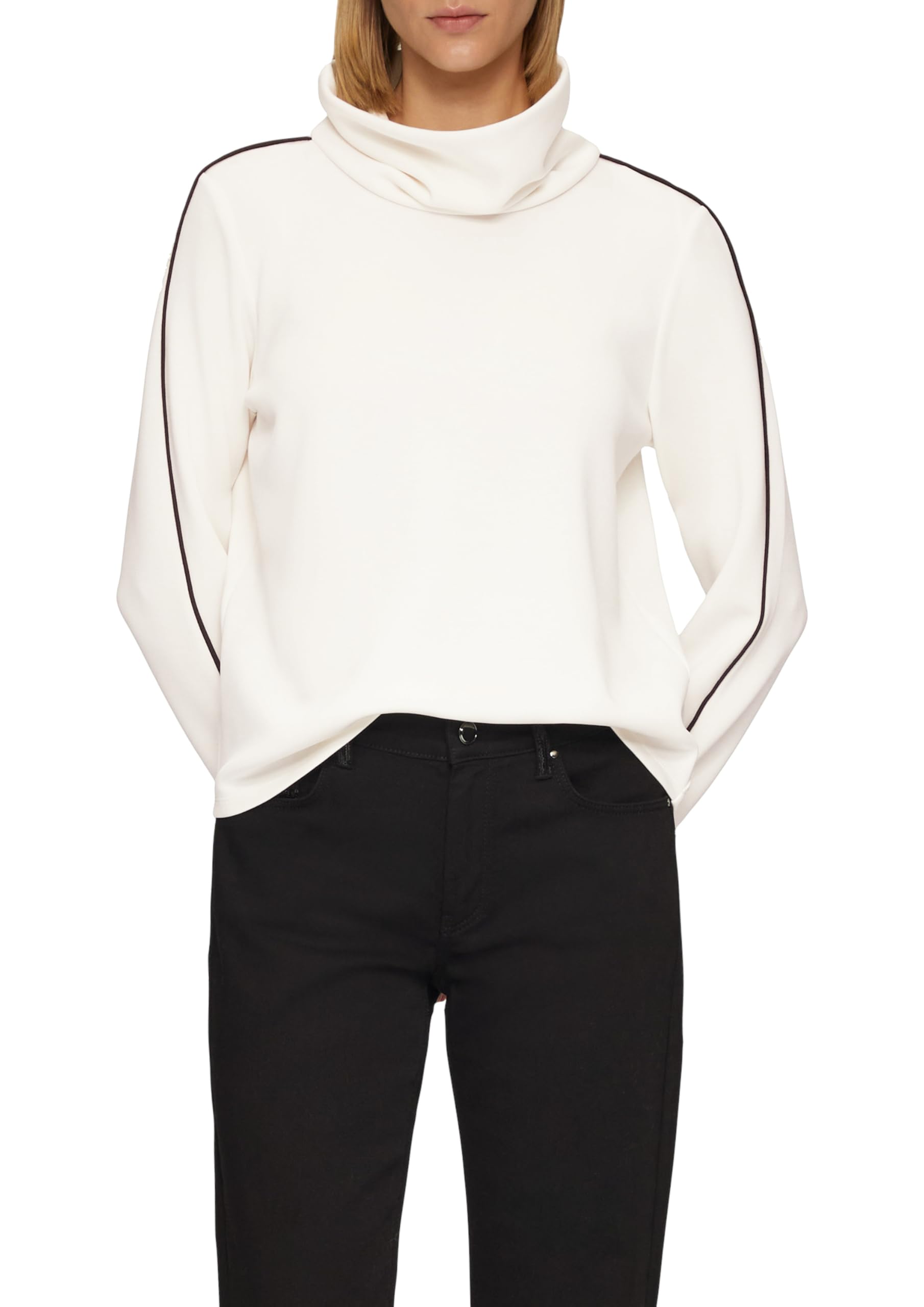 s.Oliver Damen Sweatshirt mit Kontrast-Details und Geschlitztem Ärmelsaum Sweatshirt mit Umlegekragen (1er Pack)