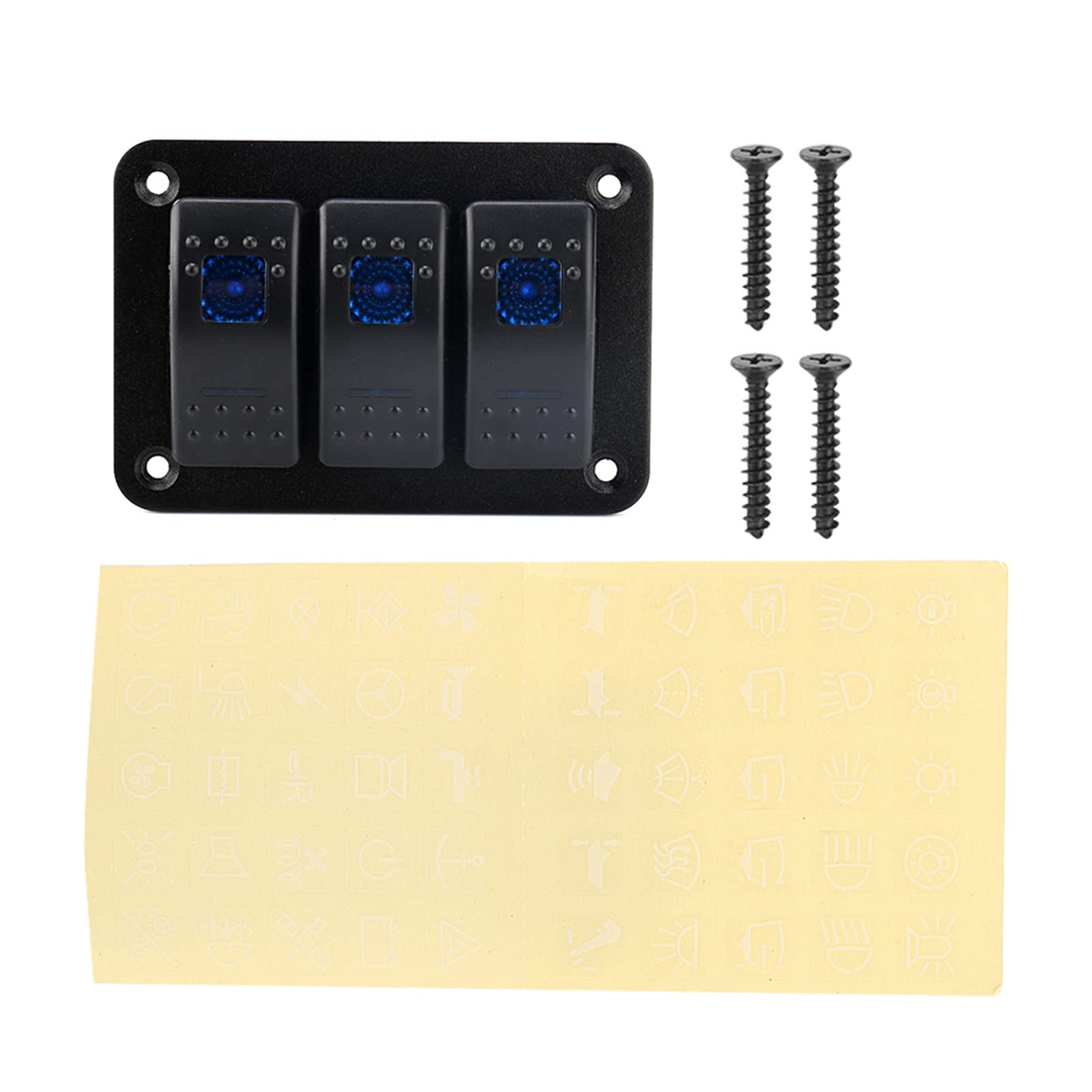 SIXRUN 3-fach Kippschalter-Panel mit LED-Beleuchtung, wasserdichtes ABS-Gehäuse für 12 V / 24 V Fahrzeugstrom, geeignet für Auto, Boot und Wohnmobil – Schaltpanel für elektrische Steuerung & Bordnetz