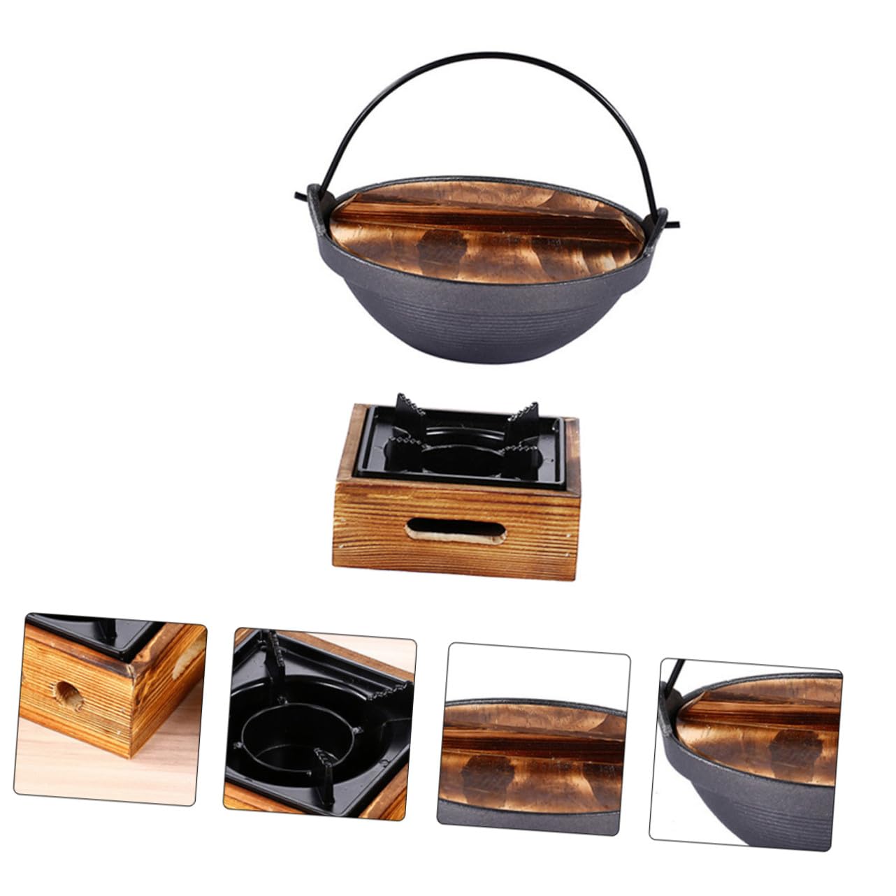 Olla de Hierro Fundido Japonesa para Cocina Confiable con Mango de Madera, Adecuada para Cocinar Fideos Instantáneos y Preparar Guisos en Casa