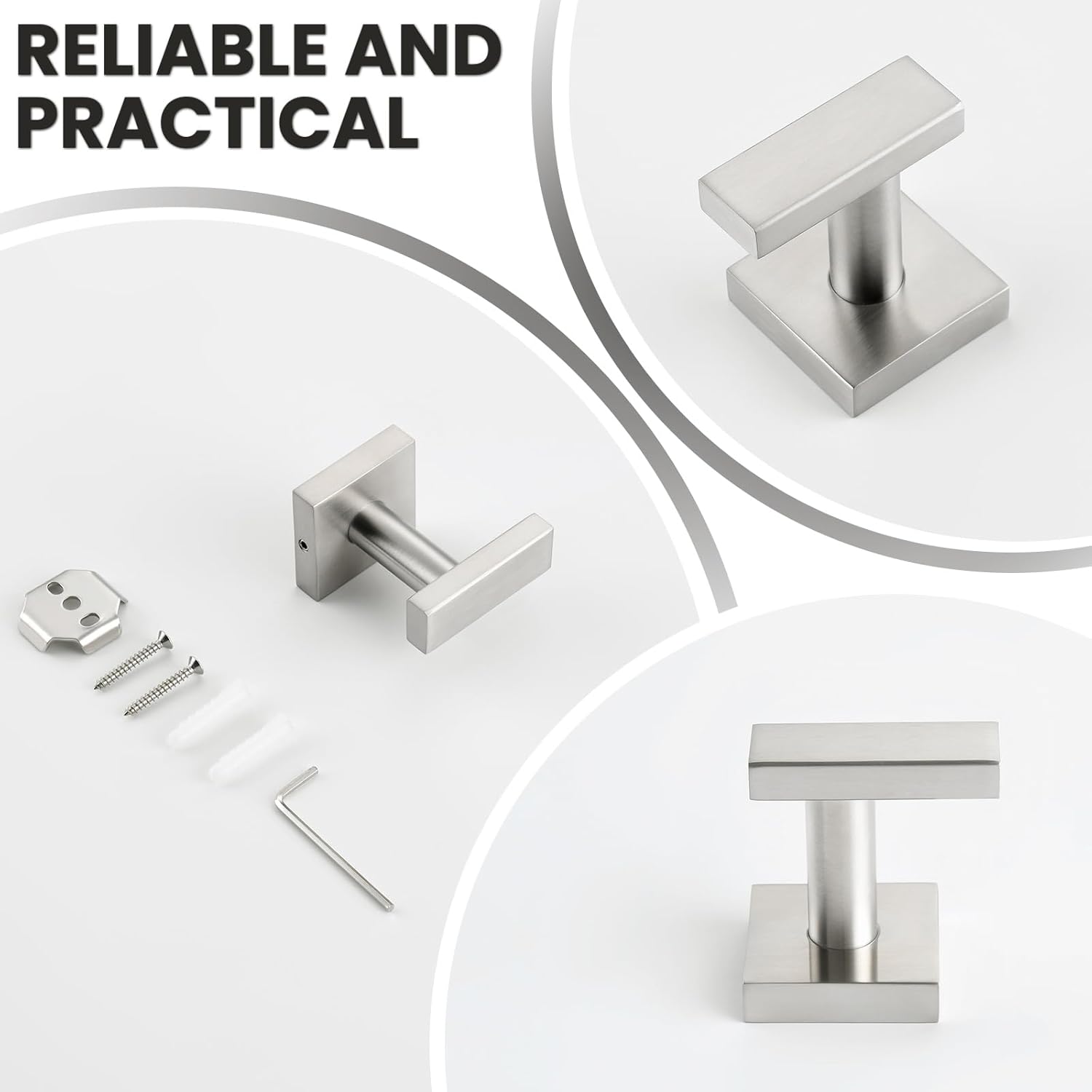Suyar Brushed Nickel Robe Hook, SUS304 Stainless Steel Bathroom Towel Hook, Coat Robe Holder Wall Mounted