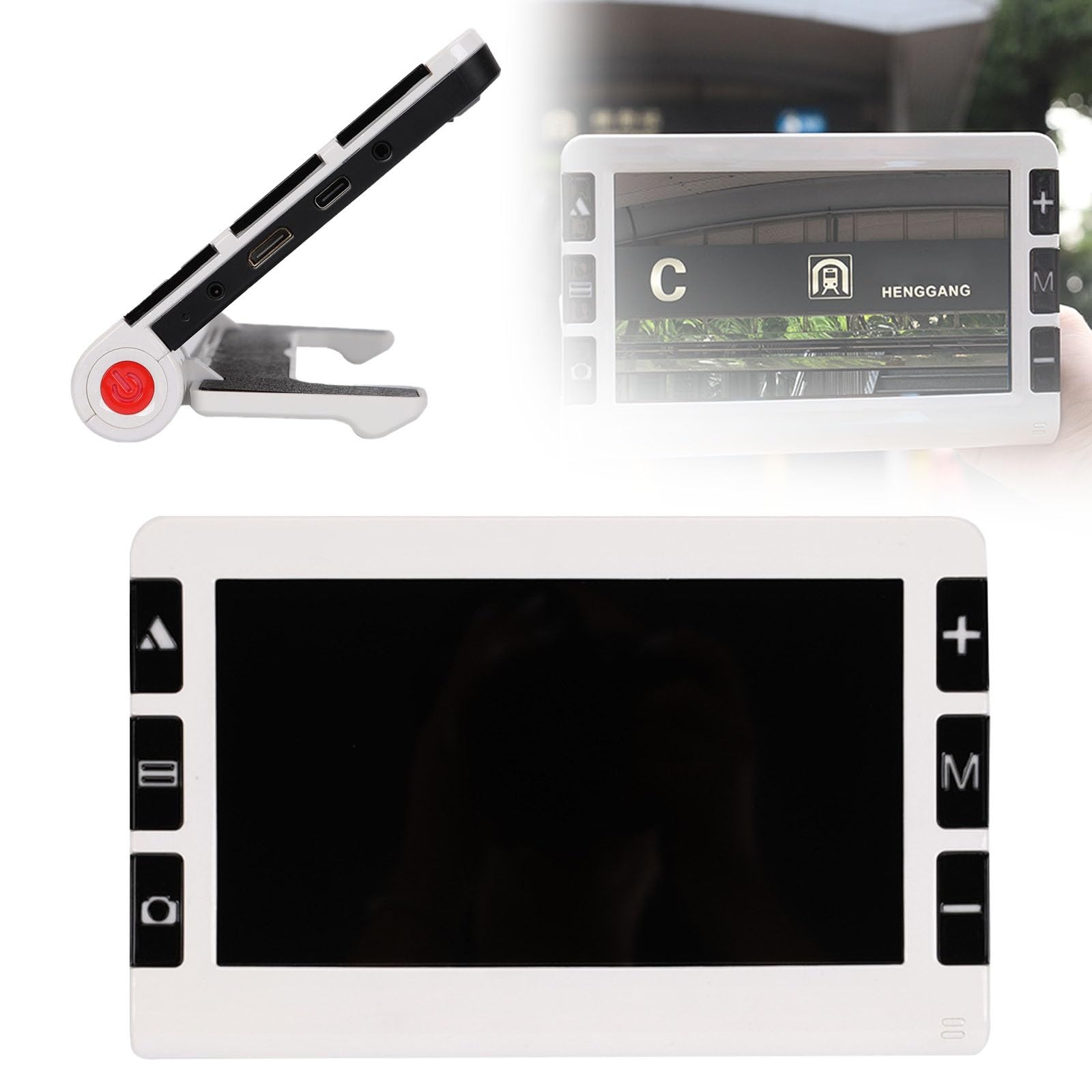 7" Digital Magnifier For Low Vision – 5MP Camera Supports Near & Far Capture, 2X-32X Magnification, USB/AV/HDMI Output, Foldable Stand Included | Electronic Reading Aid For Visually Impaired