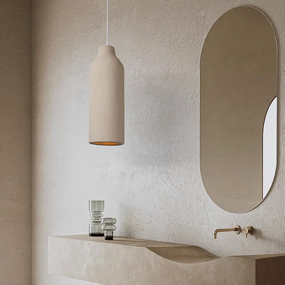 KXEcoLife Modern WABI-Sabi Gray Pendant Light Fixture - Simple 1-Light Chandelier for Dining Room, Restaurant, Kitchen Island, Club, and Anniversary Decor.