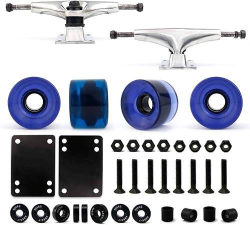 VJ Monopatín camión y rueda, 5.0 monopatín camiones 5.000 in camiones wSkateboard Cruiser rueda 2.362 in, rodamientos de monopatín, tornillos de