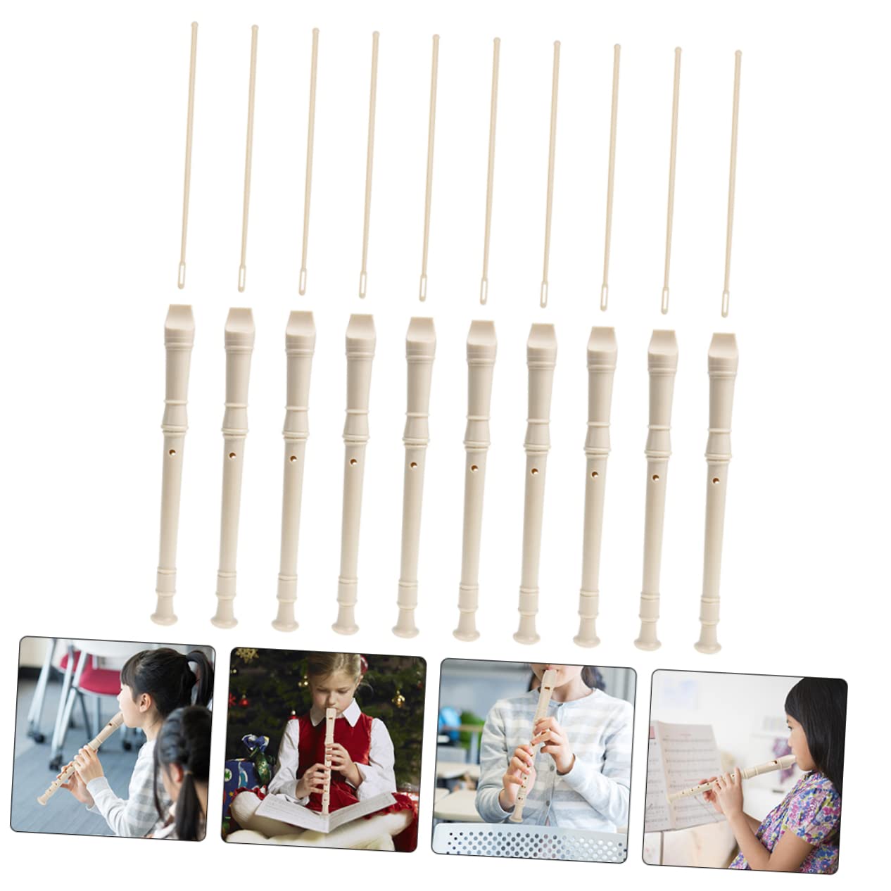 Clarinete Infantil de 8 Agujeros de Resina Beige 1 Set | Decoracion Colegio, Instrumento Musical para Principiantes, Clarinete de Estudiante