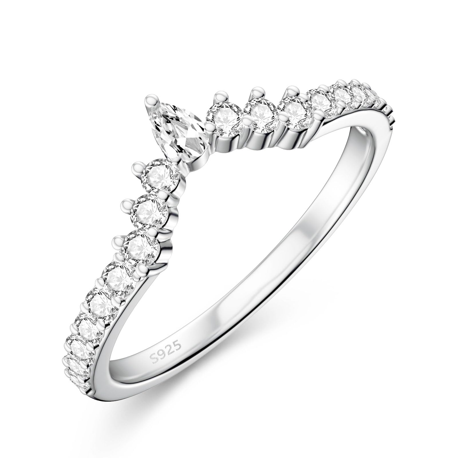 SEVENWELL Women's 925 Sterling Silver Solitaire Wedding Rings 4.5 Carat Eternity Promise Rings Bridal Ring Jewellery Gifts with Box