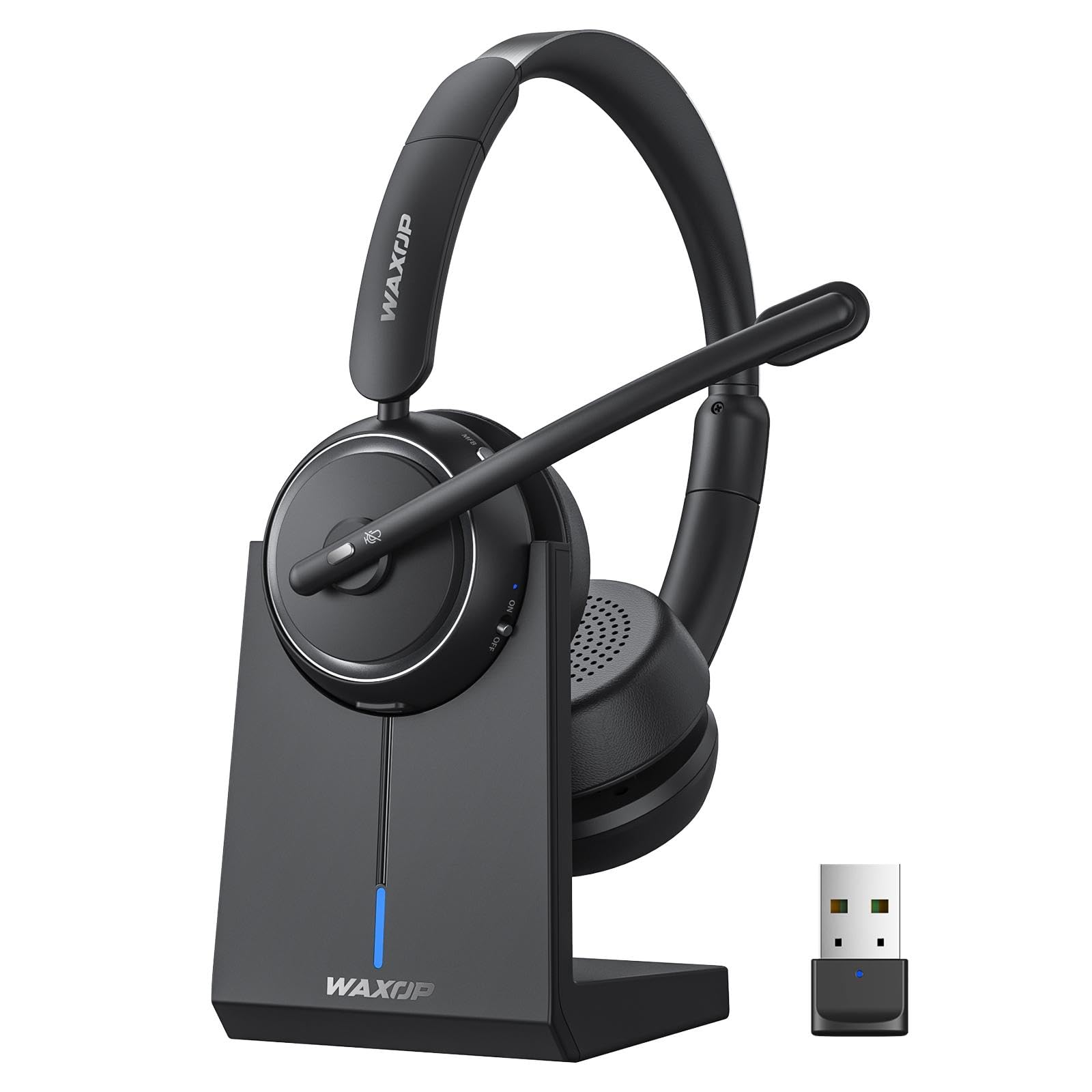 Photo 1 of Waxop Wireless Headset with Mic for Work, Bluetooth Headset with Noise Cancelling Mic & Mute Button, Wireless Headsets with Mic for Remote Workers/Office Professionals/Call Center/PC/Laptop