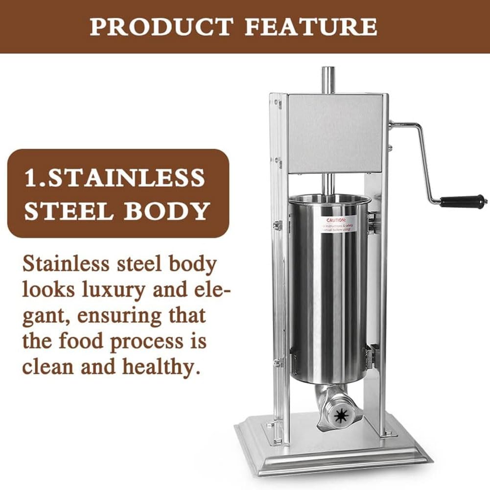 Máquina de churro comercial de tanque de 5 litros – Máquina manual de churrera de acero inoxidable con 4 boquillas, ideal para restaurantes y panaderías – Relleno de salchichas incluido