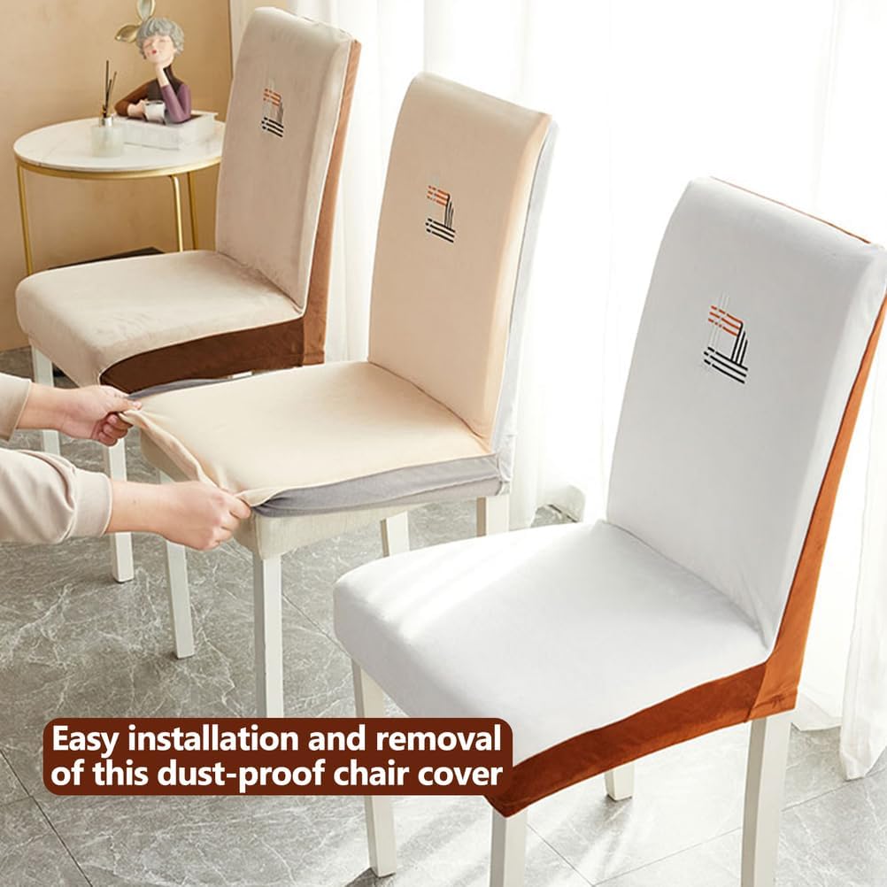 Grey,4pcs, Stretch High Back Chair Cover Dining Chair Cover with Elastic Band 4/6Pcs Chair Slipcover Dining Chair Protector Cover Seat Cover for Dining Room Kitchen Hotel