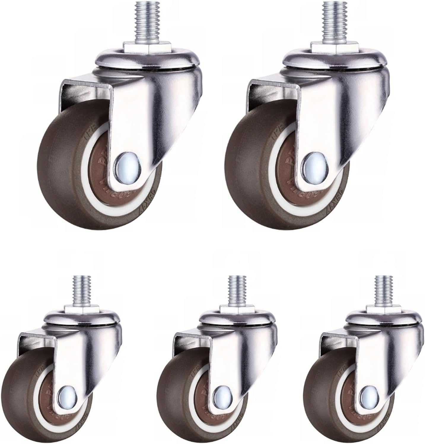Roulettes roulettes auto-freinantes de bureau filetage 10mm 5 pcs