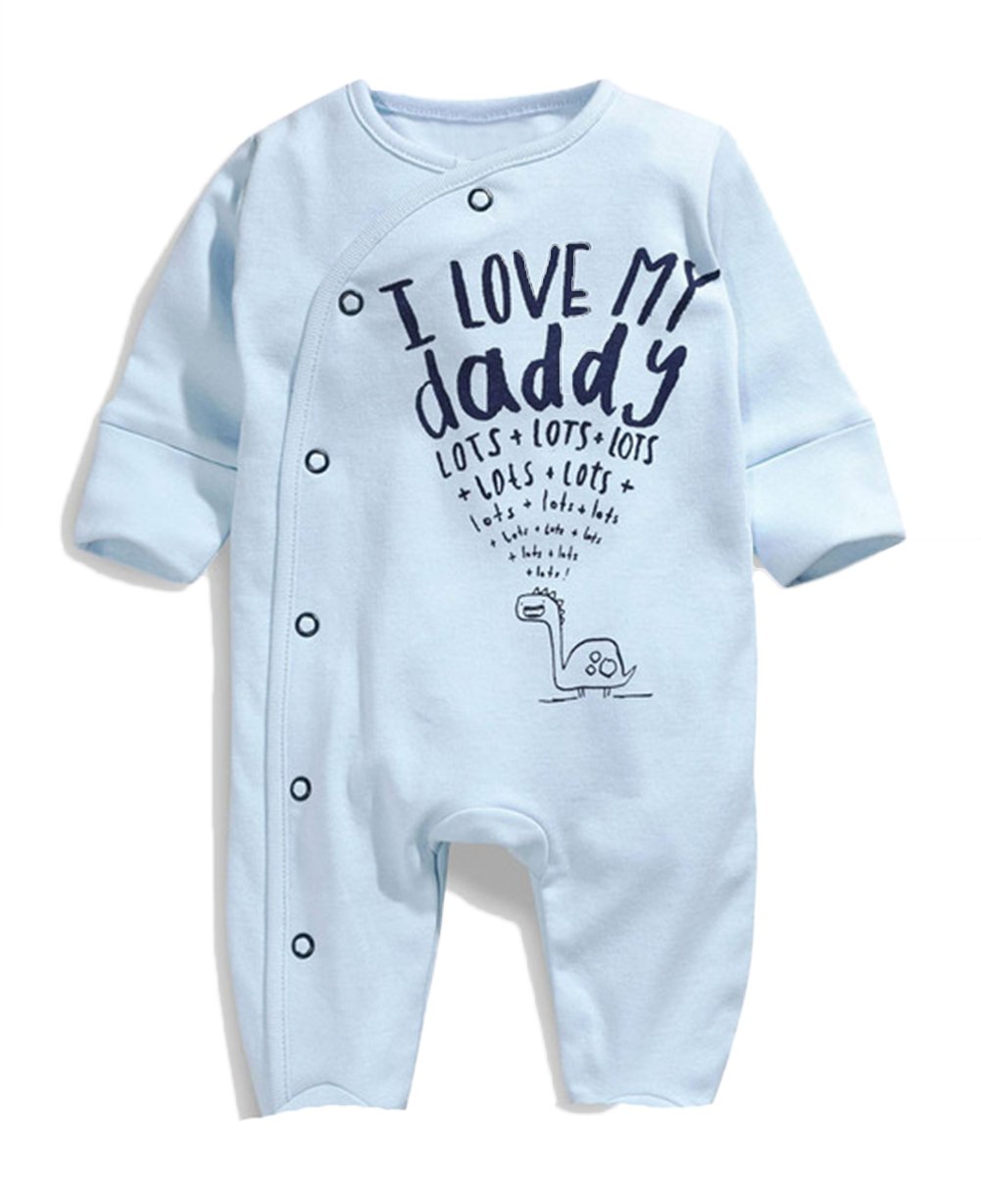 stylesilove I Love My Daddy Mummy Soft Cotton Baby Overalls Romper (95/18-24 Months, I Love My Daddy Baby Blue)