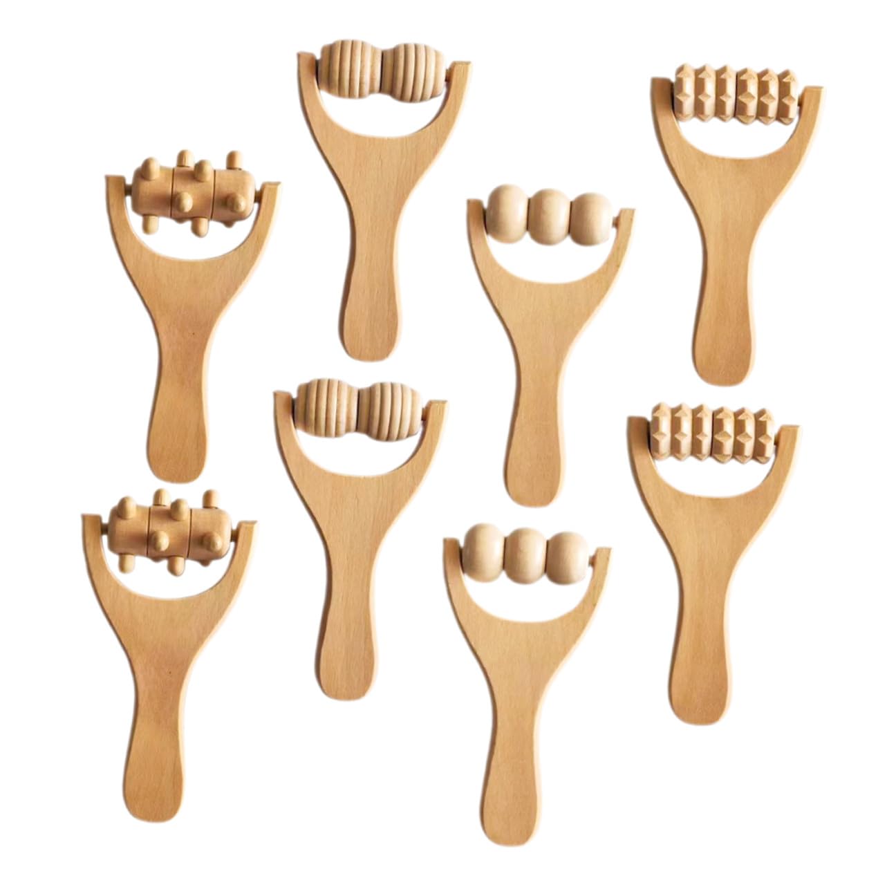Hemobllo 8piezas Herramientas de Masaje Rodillos de Madera Masajeador de Pies Rodillo Bolas Masajeadoras para Espalda y Pies Uso Diario Casa o Gimnasio
