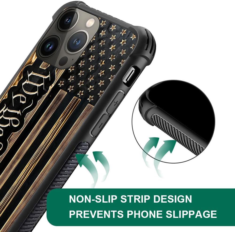 DAIZAG Compatible with iPhone 15 Pro Case,All-Round Protection Shockproof Anti-Scratches TPU Cover,Cases for Man Woman-We The People USA Flag Wood Grain American Flag - Image 4