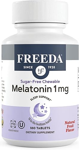 FREEDA Melatonina - Masticables sin azúcar de 1 mg - Suave ayuda para dormir para adultos y niños - Vegano, Kosher, sin gluten, sin OMG, apto para