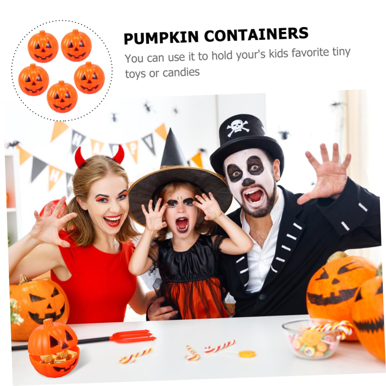 Ciieeo Stk Kleine Halloween-Kürbis-Requisiten Flipper Halloween-Boxen für Süßigkeiten grusel kleidung Spielzeuge - Aufbewahrungsbehälter für Kürbisse