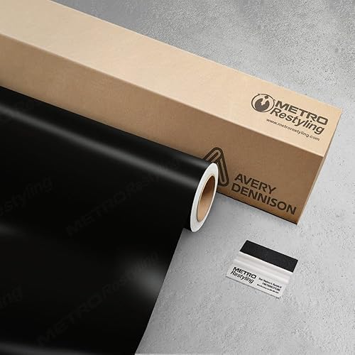 Avery Dennison - Envoltura de vinilo negro satinado de 5 x 6 pies con escobilla Metro Restyling SW900-197-O