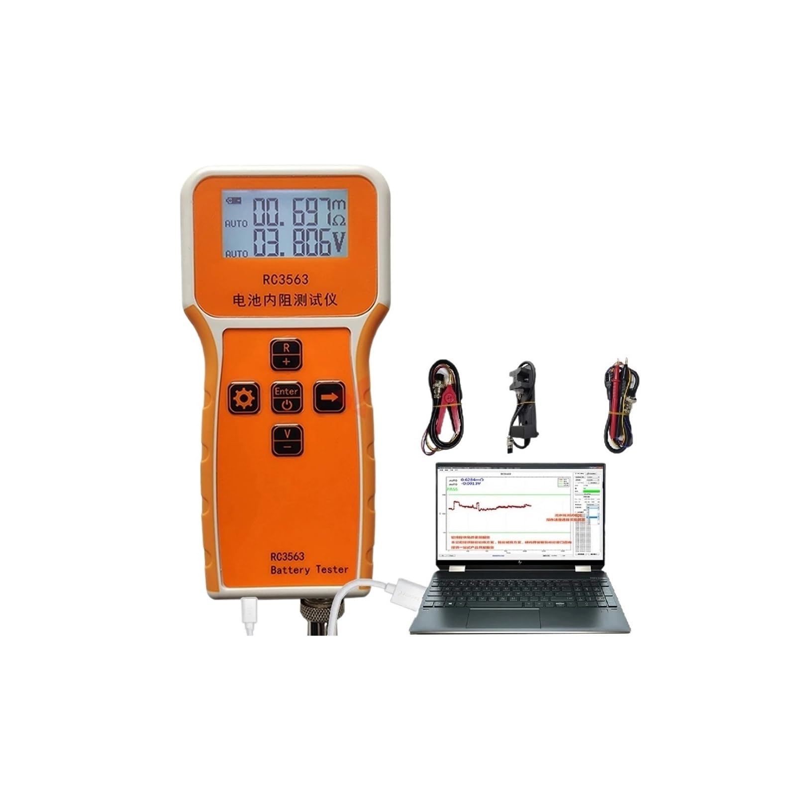 Comprobador de Resistencia Interna de Voltaje de batería RC3563 18650, comprobador de batería de fosfato de Hierro y Litio de tritio de Alta precisión, 4 Cables Verdaderos(TypeD)