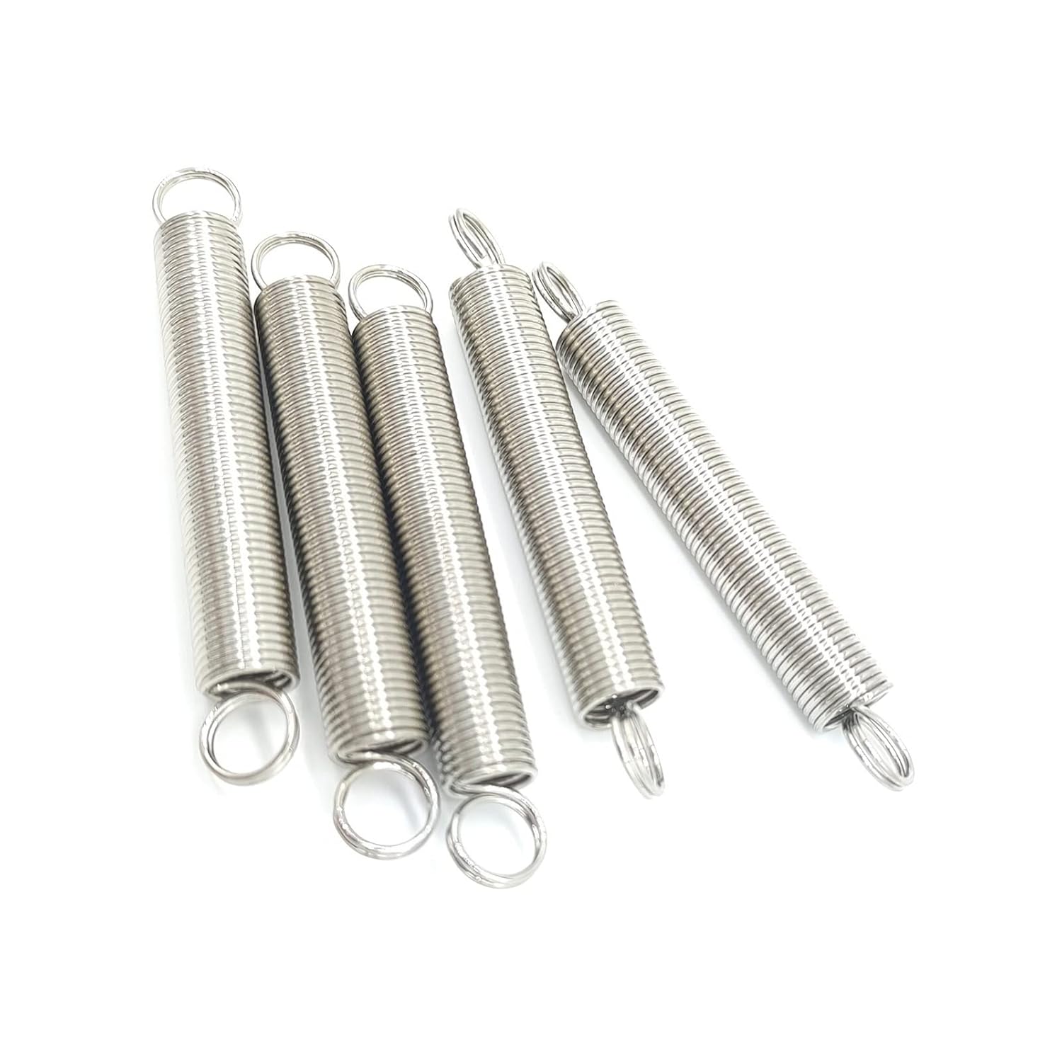 Xhuan-Compression Spring 0.7mm Wire Diameter, 6mm Outer Diameter, 20-60mm Length 304 Stainless Steel Expansion Tension Dual Hook Spring, 5 Pieces, Sturdy Multipurpose(35mm)