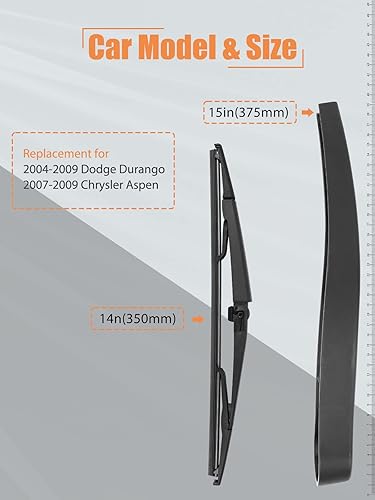 Miniatura 2 de Limpiaparabrisas trasero, compatible con 2004-2009 Dodge Durango, 2007-2009 Chrysler Aspen  MIKKUPPA reemplazo de limpiaparabrisas trasero  para