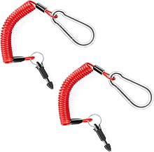 JUSTTOP 6FT Breakaway Trailer Cable,Heavy Duty Stainless Steel Spring Towing Coiled Wire,Emergency Brake Wire Camper Safety Breakaway Cable with Pin,RV Trailer Accessories(2PCS)