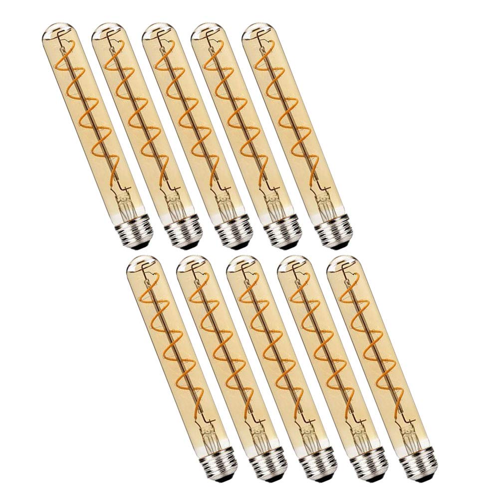 T30 E27 Ampoules LED à Filament Blanc Chaud 2700K,Lampe LED à Tube Long de 185mm Edison Ampoules à Tube Décoratif Vintage E27 4W(Remplacer L'ampoule Halogène 40W) 10 Paquet
