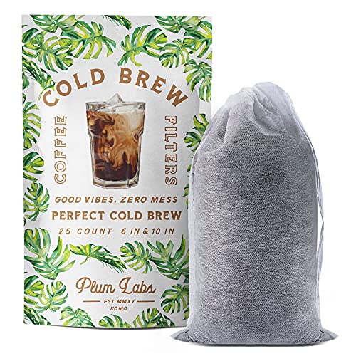 Cold Brew Coffee Bags - 25 Pack - Easy to Use Cold Brew Bags for Refreshing No Mess Cold Brew Concentrate - 6"x10" Drawstring Cold Brew Filter Bags