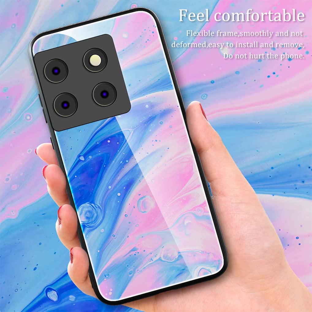 SEAHAI Cover OnePlus 10T 5G - Vetro Marmorizzato Cielo Stellato Nero - Custodia Antiurto Sottile