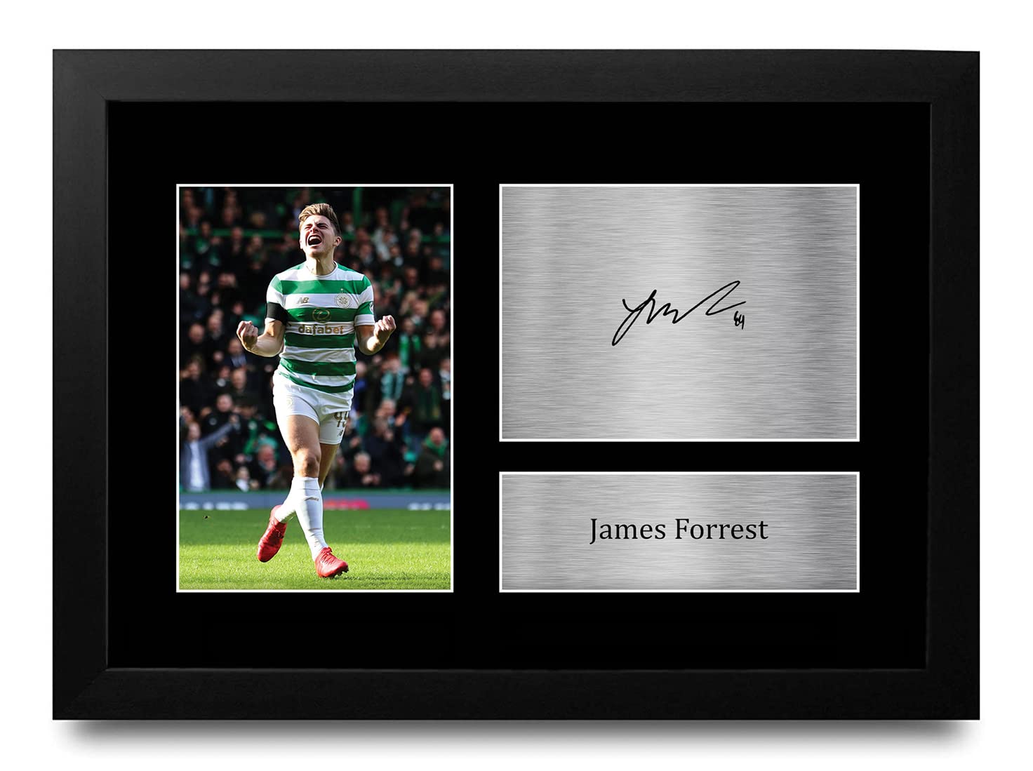 HWC Trading FR A4 James Forrest Celtic Autogramm Foto – Gerahmtes, Signiertes Fußball-Fanartikel Geschenk Für Anhänger