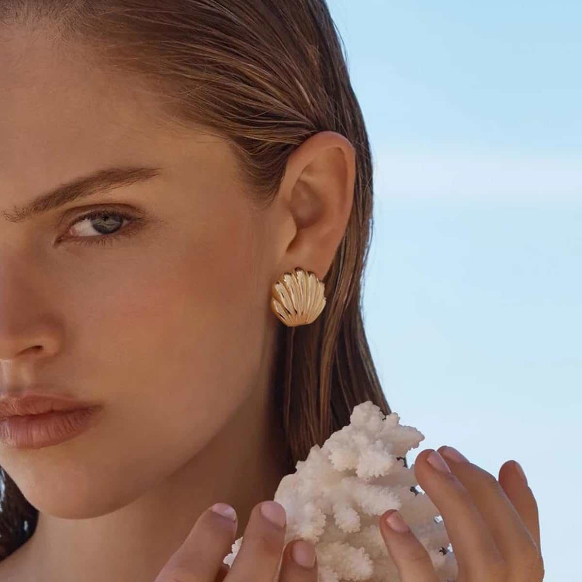 Gold Boho Ocean Earrings, Shell Earrings Seashell Stud Earrings Beach Jewelry Gifts for Women - Image 4